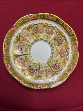 🛍️5 FOR $20 🛍️ Royal Albert Porcelain Saucer w Pink, Green & Gold Floral Design